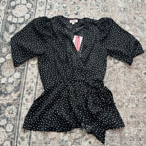 Boutique Polka Dot Wrap Top